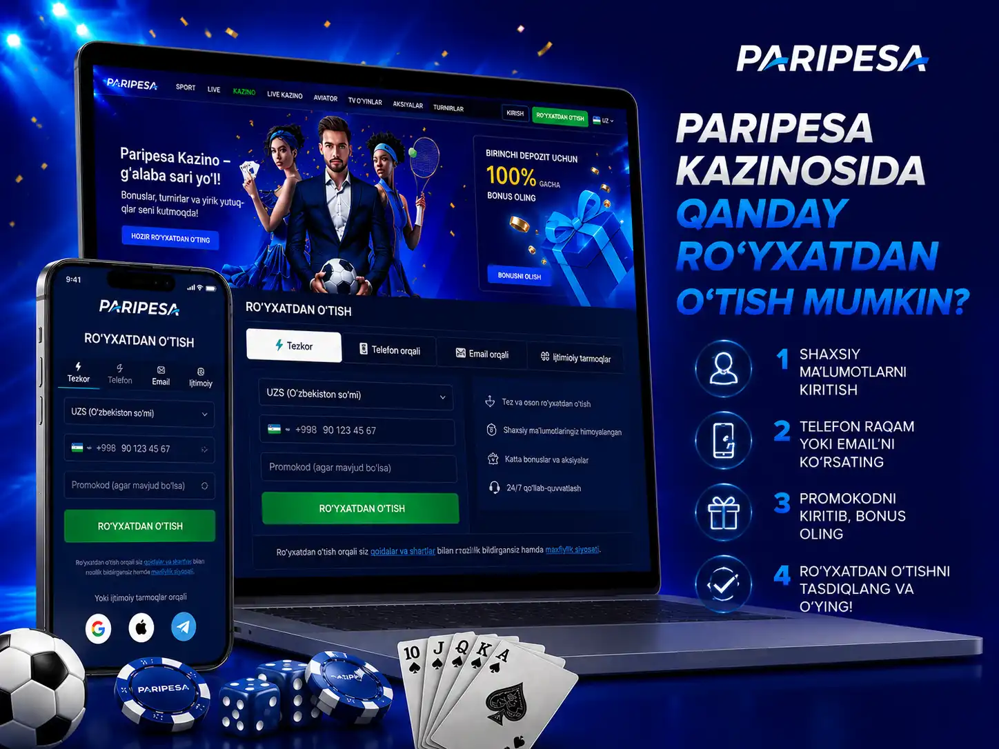Paripesa kazinosida qanday ro‘yxatdan o‘tish mumkin?