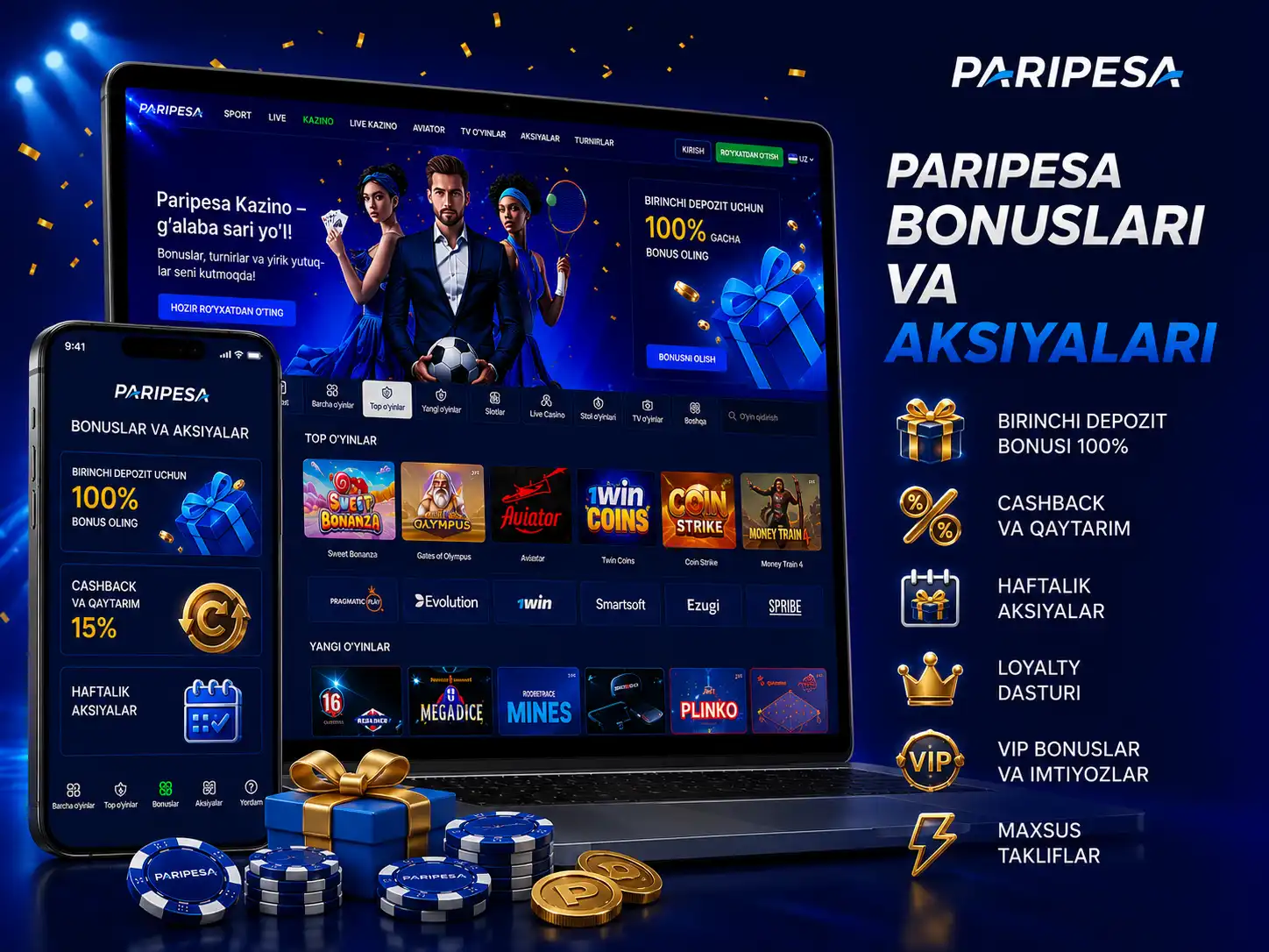 Paripesa bonuslari va aksiyalari